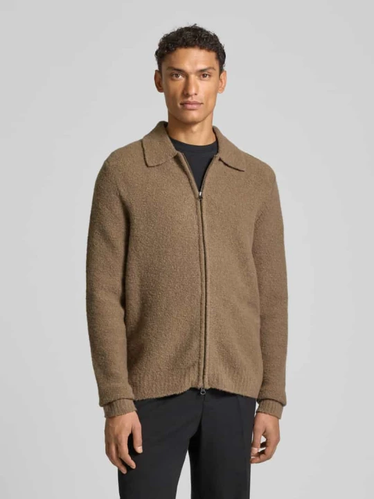 Zdjęcie produktu Kardigan z zamkiem błyskawicznym dwustronnym model ‘Andy’ Wood Wood Jasnobrązowy