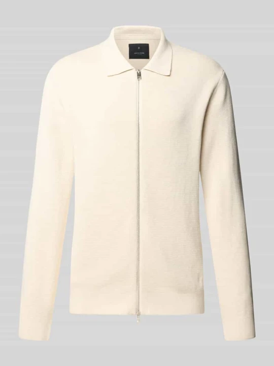 Zdjęcie produktu Kardigan z zamkiem błyskawicznym dwustronnym model 'MILANO' Jack&Jones Złamany biały melanż