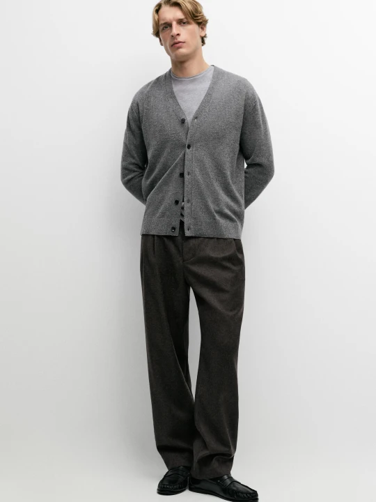 Zdjęcie produktu Kardigan Ze 100% Wełny Na Guziki - Średni Szary - Massimo Dutti - Male