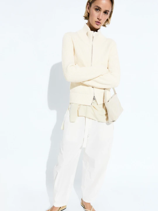 Zdjęcie produktu Kardigan Ze Ściegiem Perełkowym Ze 100% Bawełny - Surowy - Massimo Dutti - Female