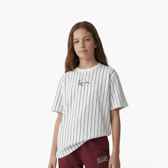 Zdjęcie produktu Small Signature Essential Pinstripe Tee Junior Karl Kani biały