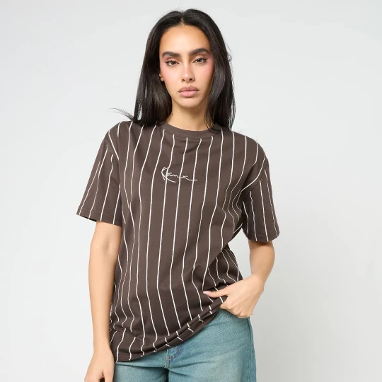 Zdjęcie produktu Small Signature Essential Pinstripe OS Tee Karl Kani brązowy