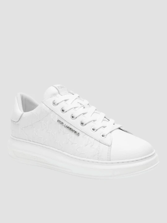Zdjęcie produktu KARL LAGERFELD Białe męskie sneakersy skórzane KAPRI Monogram Emboss, Rozmiar 46