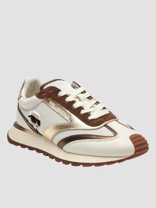 Zdjęcie produktu KARL LAGERFELD Biało-brązowe damskie sneakersy KAIRO NFT Peep, Rozmiar 39