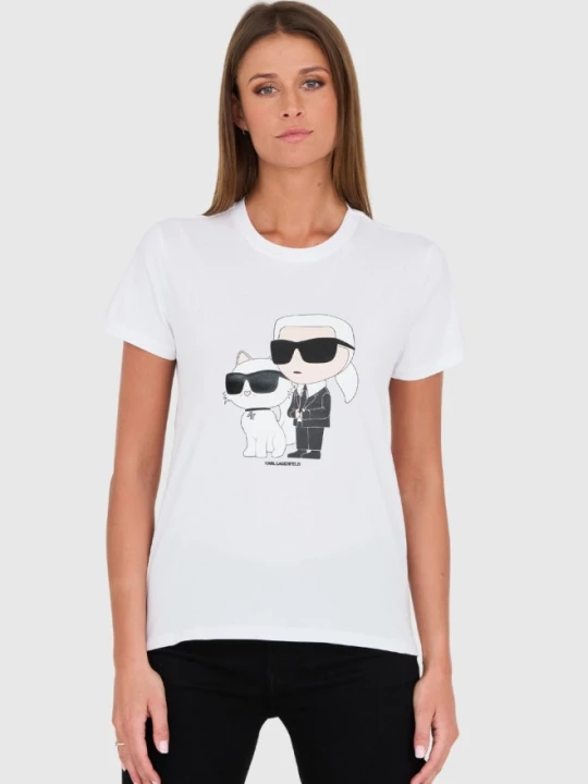Zdjęcie produktu KARL LAGERFELD Biały damski t-shirt Ikonik 2.0, Rozmiar S