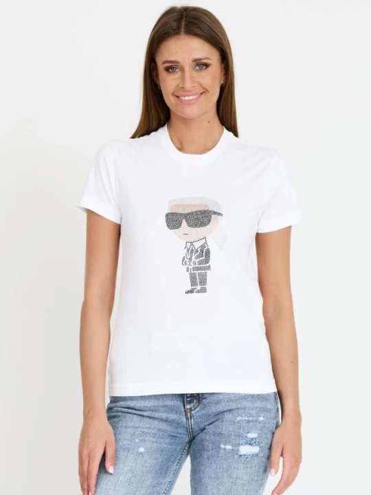 Zdjęcie produktu KARL LAGERFELD Biały damski t-shirt Ikonik 2.0, Rozmiar S