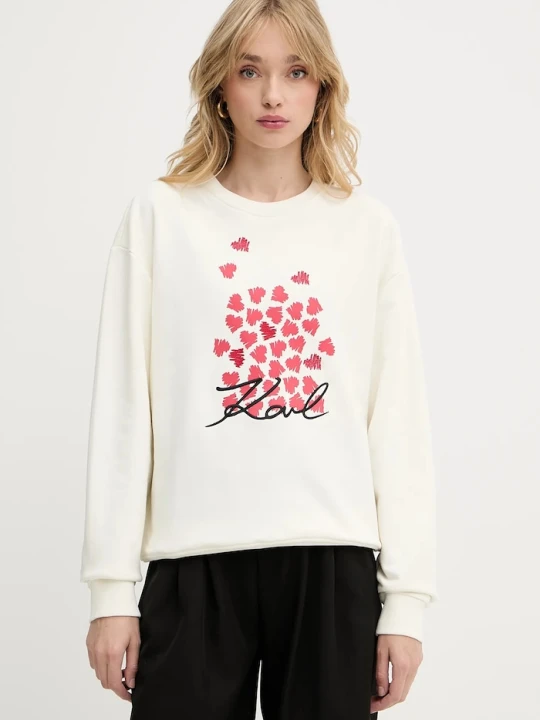 Zdjęcie produktu Karl Lagerfeld bluza bawełniana beżowy