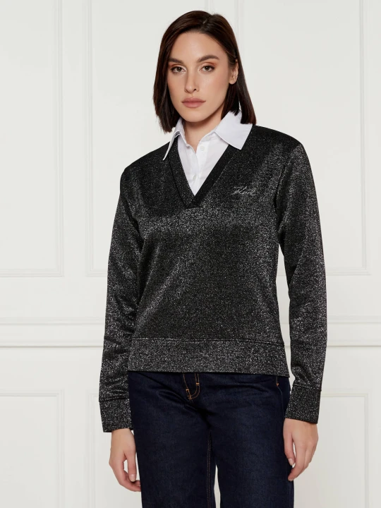 Zdjęcie produktu Karl Lagerfeld Bluza lurex | Regular Fit czarny