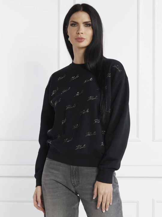 Zdjęcie produktu Karl Lagerfeld Bluza rhinestone karl | Loose fit czarny