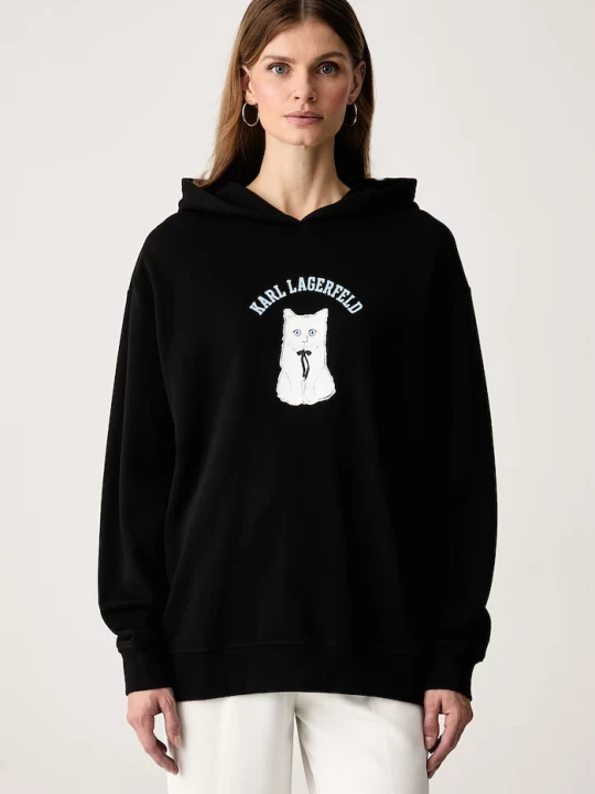 Zdjęcie produktu Karl Lagerfeld bluza z kapturem damska bawełniana czarny