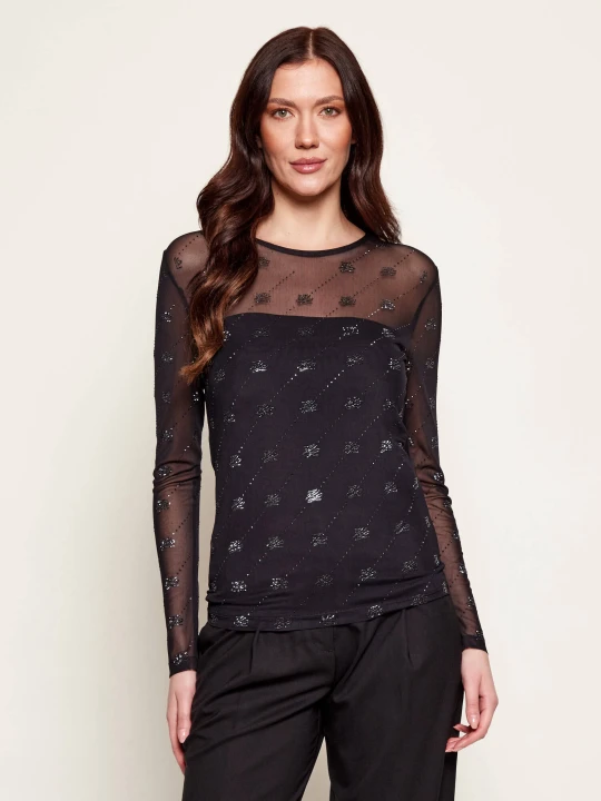 Zdjęcie produktu Karl Lagerfeld Bluzka Rhinestone | Slim Fit czarny