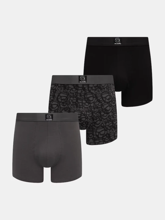 Zdjęcie produktu Karl Lagerfeld bokserki dopasowane męskie bawełniane z elastanem IKON 3-pack szary