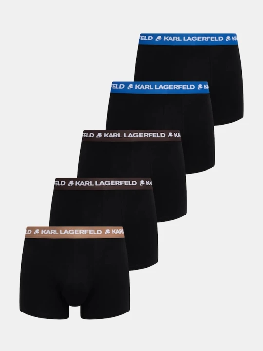 Zdjęcie produktu Karl Lagerfeld bokserki dopasowane męskie bawełniane z elastanem LOGO TRUNK 5-pack czarny