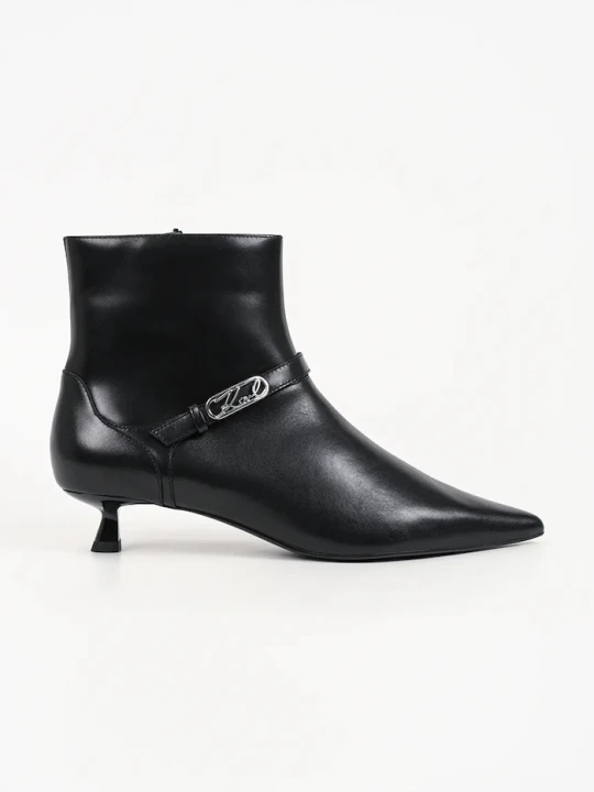 Zdjęcie produktu Karl Lagerfeld botki na niskim obcasie damskie skórzane Pasha czarny