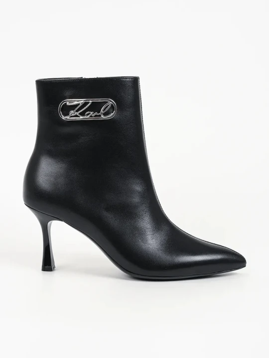 Zdjęcie produktu Karl Lagerfeld botki na wysokim obcasie damskie skórzane Sienna czarny