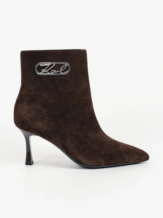 Zdjęcie produktu Karl Lagerfeld botki na wysokim obcasie damskie zamszowe Sienna brązowy
