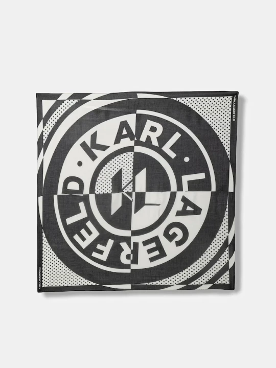 Zdjęcie produktu Karl Lagerfeld chusta damska z dodatkiem jedwabiu K/CIRCLE czarny