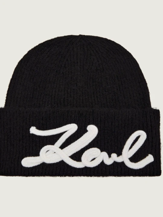 Zdjęcie produktu Karl Lagerfeld Czapka k/signature | z dodatkiem wełny czarny