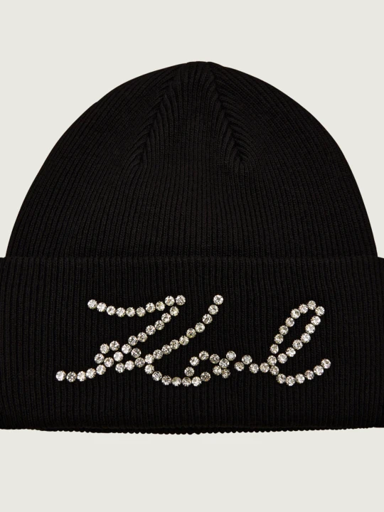 Zdjęcie produktu Karl Lagerfeld Czapka k / signature | z dodatkiem wełny i kaszmiru czarny