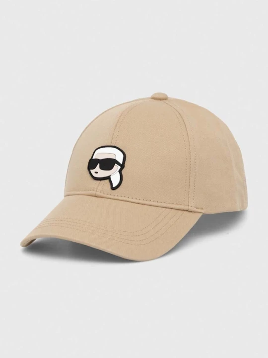 Zdjęcie produktu Karl Lagerfeld czapka z daszkiem bawełniana beżowy