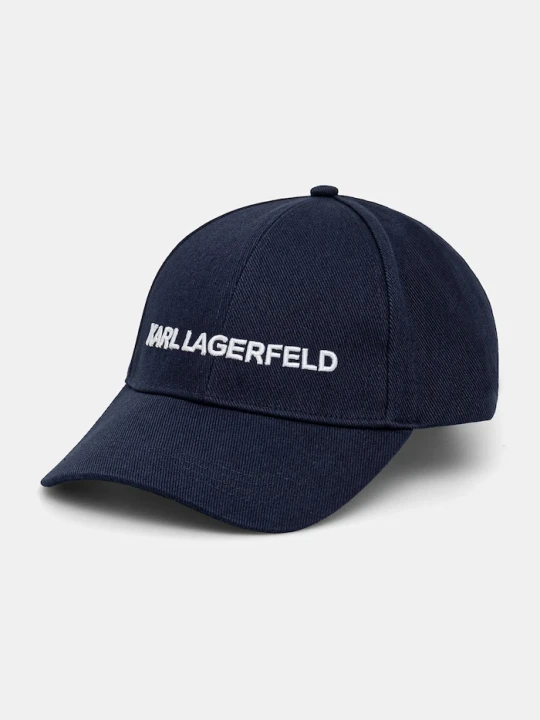 Zdjęcie produktu Karl Lagerfeld czapka z daszkiem bawełniana K/ESSENTIAL granatowy
