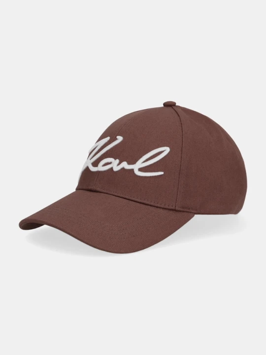 Zdjęcie produktu Karl Lagerfeld czapka z daszkiem bawełniana K/SIGNATURE brązowy