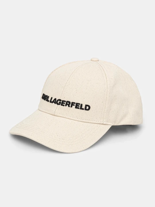 Zdjęcie produktu Karl Lagerfeld czapka z daszkiem bawełniana K/ESSENTIAL beżowy