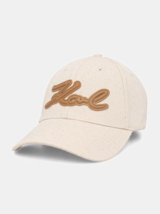 Zdjęcie produktu Karl Lagerfeld czapka z daszkiem damska bawełniana K/SIGNATURE beżowy