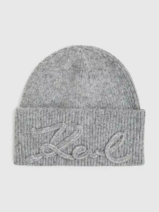 Zdjęcie produktu Karl Lagerfeld czapka z domieszką wełny K/SIGNATURE szary