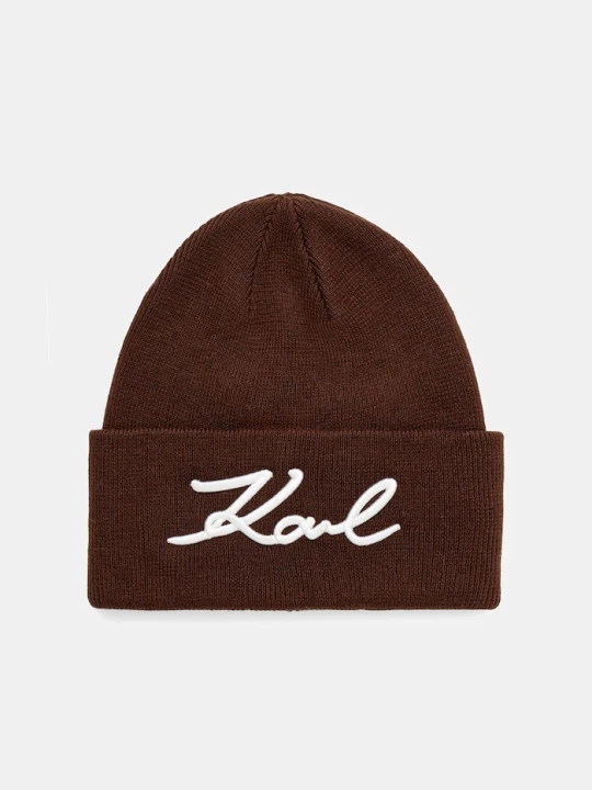 Zdjęcie produktu Karl Lagerfeld czapka z domieszką wełny K/SIGNATURE brązowy