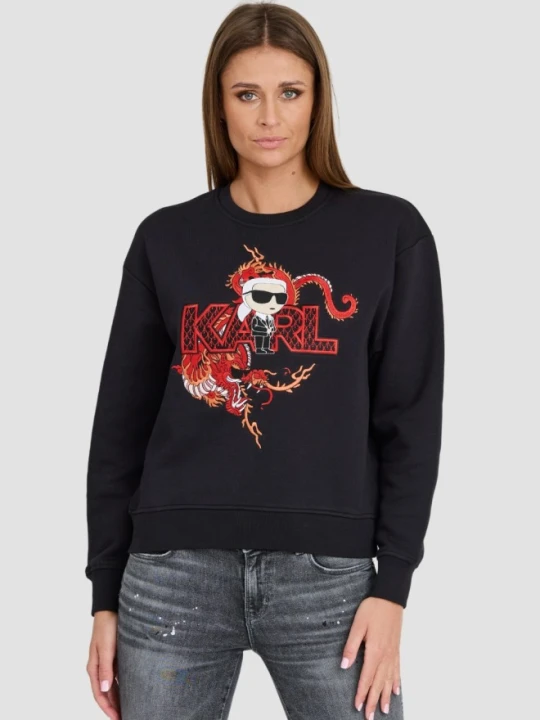 Zdjęcie produktu KARL LAGERFELD Czarna damska bluza ikonik lny, Rozmiar M