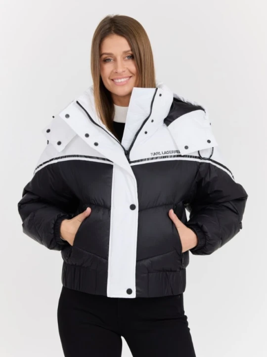 Zdjęcie produktu KARL LAGERFELD Czarna damska kurtka Colorblock Padded Jacket, Rozmiar S