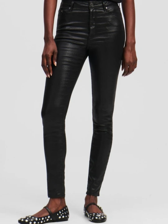 Zdjęcie produktu KARL LAGERFELD Czarne damskie spodnie Coated Skinny Denim Pants, Rozmiar 28