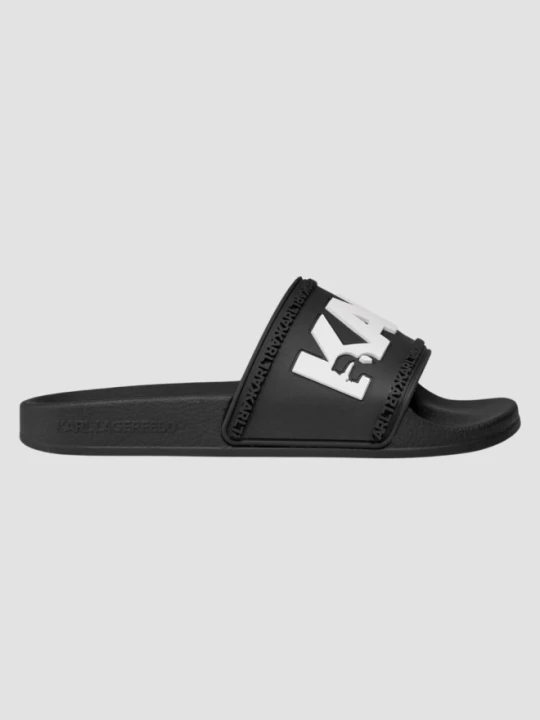 Zdjęcie produktu KARL LAGERFELD Czarne klapki Kondo Karl Logo Slide, Rozmiar 46