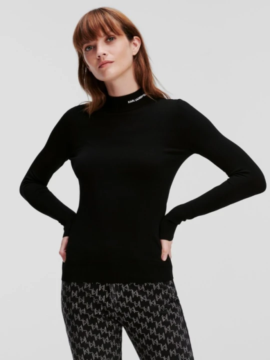 Zdjęcie produktu KARL LAGERFELD Czarny golf damski Classic Turtle Neck, Rozmiar XL