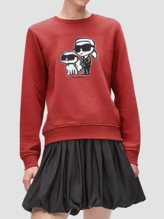 Zdjęcie produktu KARL LAGERFELD Czerwona damska bluza Ikon Sketch Duo, Rozmiar L