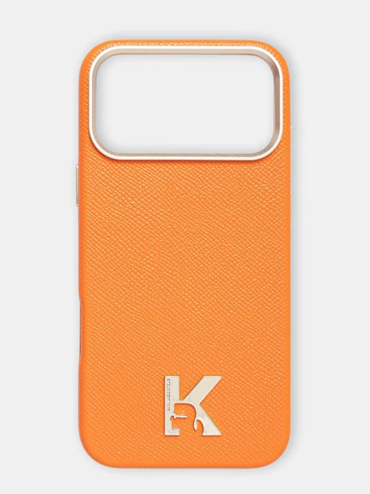 Zdjęcie produktu Karl Lagerfeld etui na telefon damskie z imitacji skóry iPhone 17 Pro Max pomarańczowy