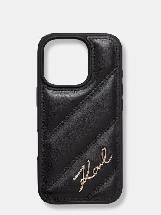 Zdjęcie produktu Karl Lagerfeld etui na telefon z imitacji skóry iPhone 16 Pro czarny