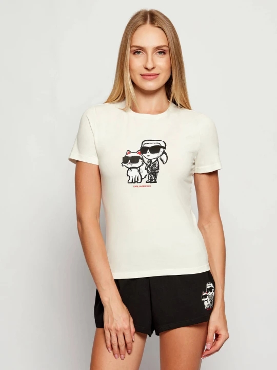 Zdjęcie produktu Karl Lagerfeld Góra od piżamy IKON | Regular Fit kremowy
