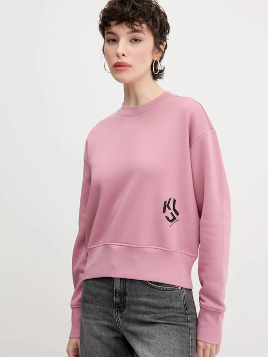 Zdjęcie produktu Karl Lagerfeld Jeans bluza damska z bawełną różowy