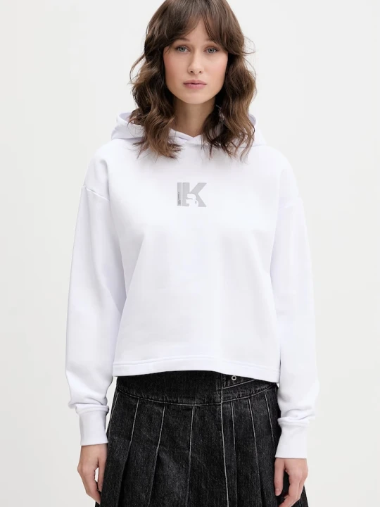 Zdjęcie produktu Karl Lagerfeld Jeans bluza z kapturem damska bawełniana biały