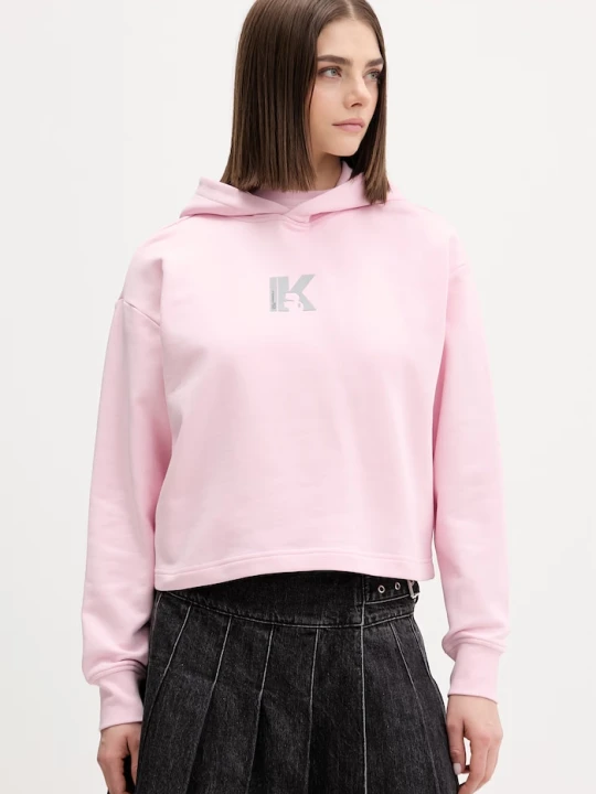 Zdjęcie produktu Karl Lagerfeld Jeans bluza z kapturem damska bawełniana różowy