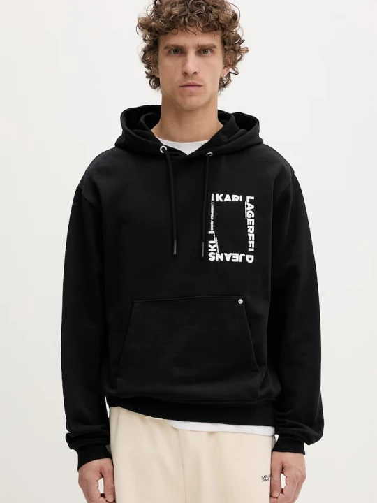 Zdjęcie produktu Karl Lagerfeld Jeans bluza z kapturem męska bawełniana czarny