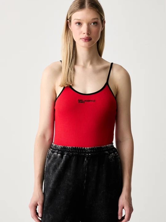 Zdjęcie produktu Karl Lagerfeld Jeans body damskie z bawełną czerwony