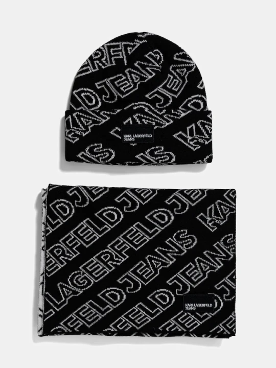 Zdjęcie produktu Karl Lagerfeld Jeans czapka i szalik czarny