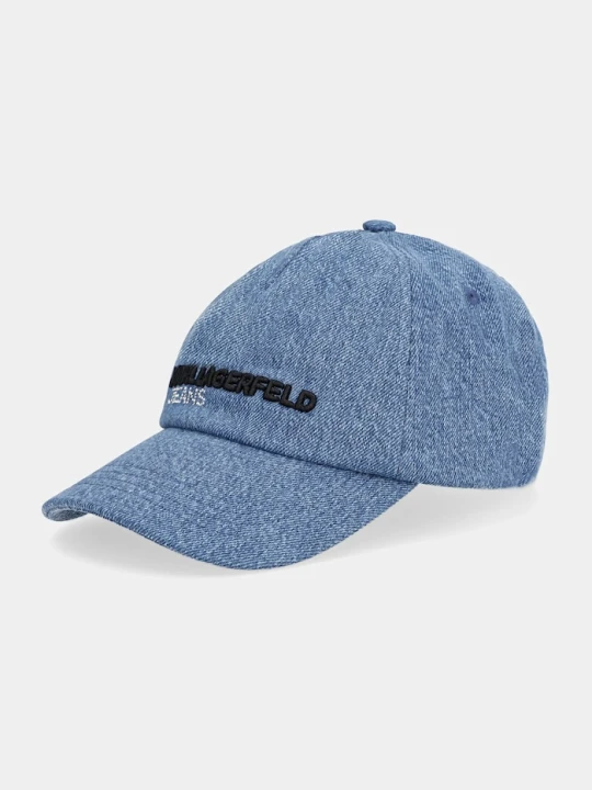 Zdjęcie produktu Karl Lagerfeld Jeans czapka z daszkiem bawełniana niebieski