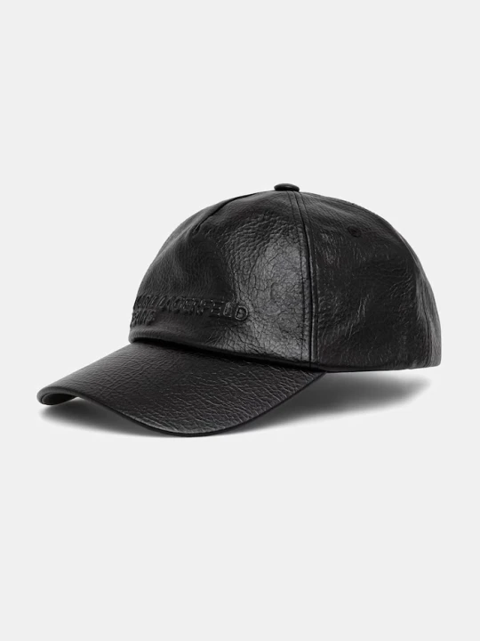 Zdjęcie produktu Karl Lagerfeld Jeans czapka z daszkiem męska z imitacji skóry czarny
