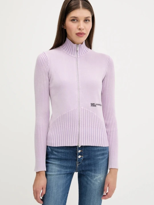 Zdjęcie produktu Karl Lagerfeld Jeans kardigan bawełniany fioletowy