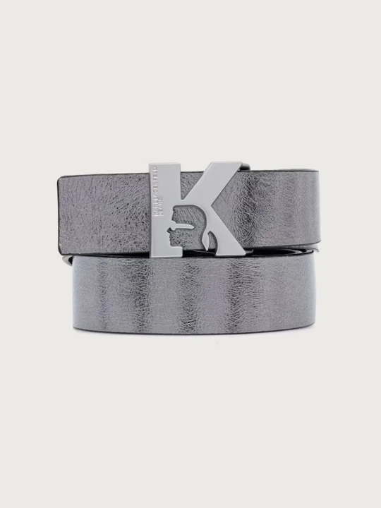 Zdjęcie produktu Karl Lagerfeld Jeans pasek dwustronny damski skórzany srebrny