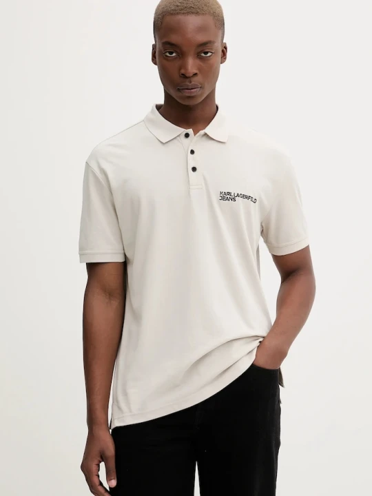 Zdjęcie produktu Karl Lagerfeld Jeans polo męskie bawełniane beżowy